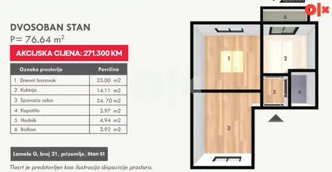 Stanovi/Stan 77,63m2 - Vrtovi Sunca/Centar Sarajevo 14